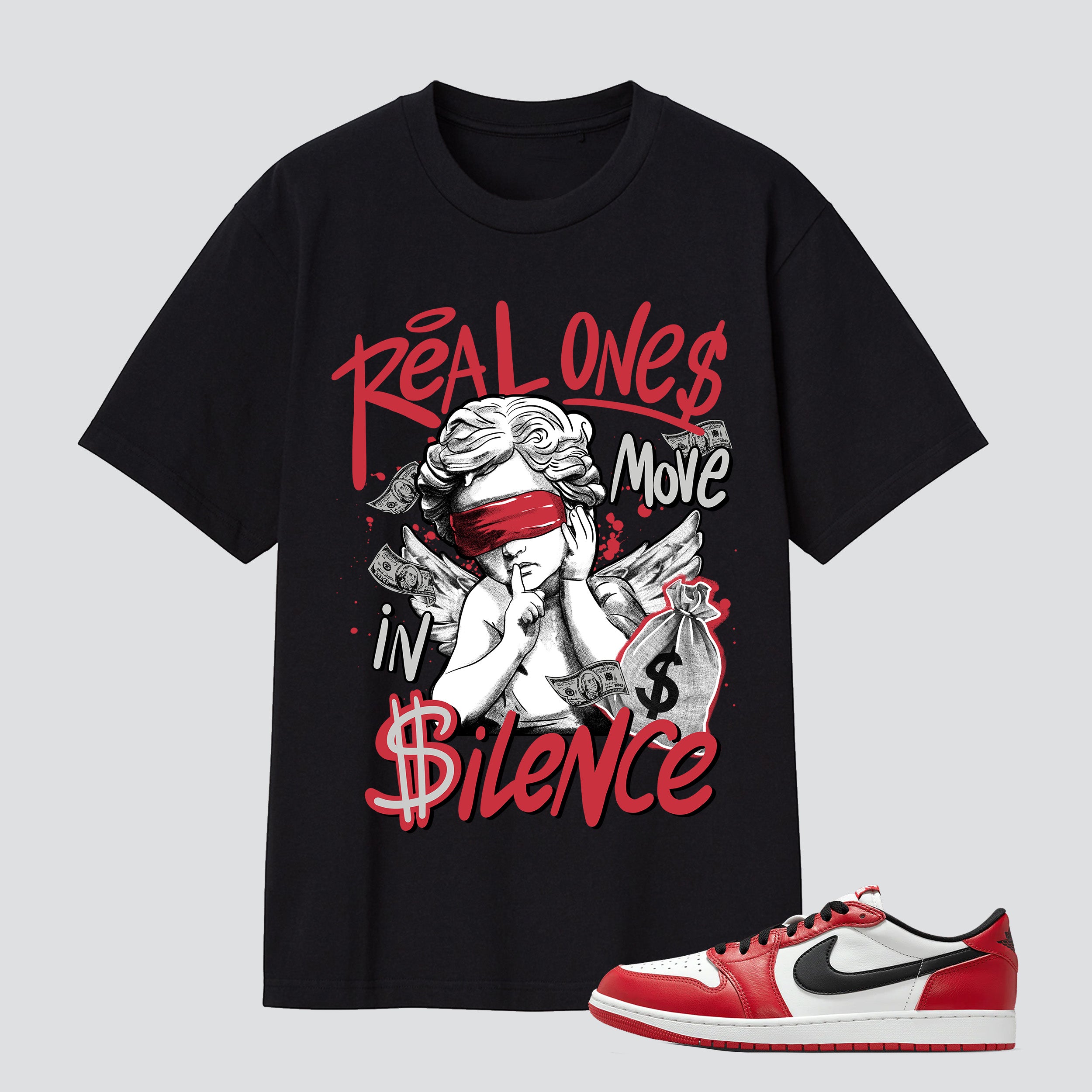 1 Retro Low OG Chicago Real One Move In Silence Premium T-shirt