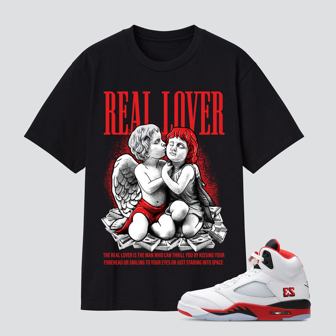 5 Retro Fire Red Black Real Lover Premium T-shirt