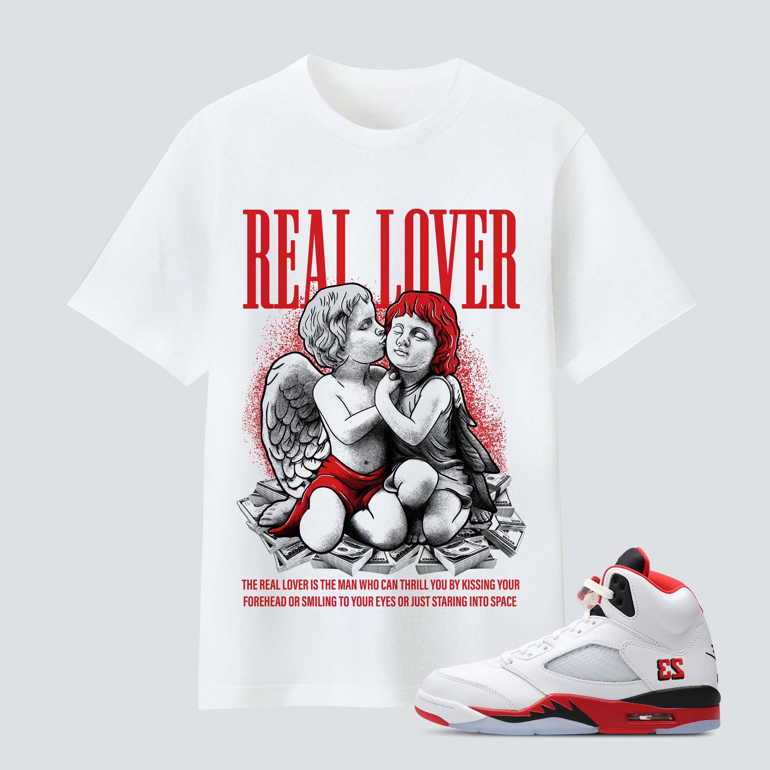 5 Retro Fire Red Black Real Lover Premium T-shirt