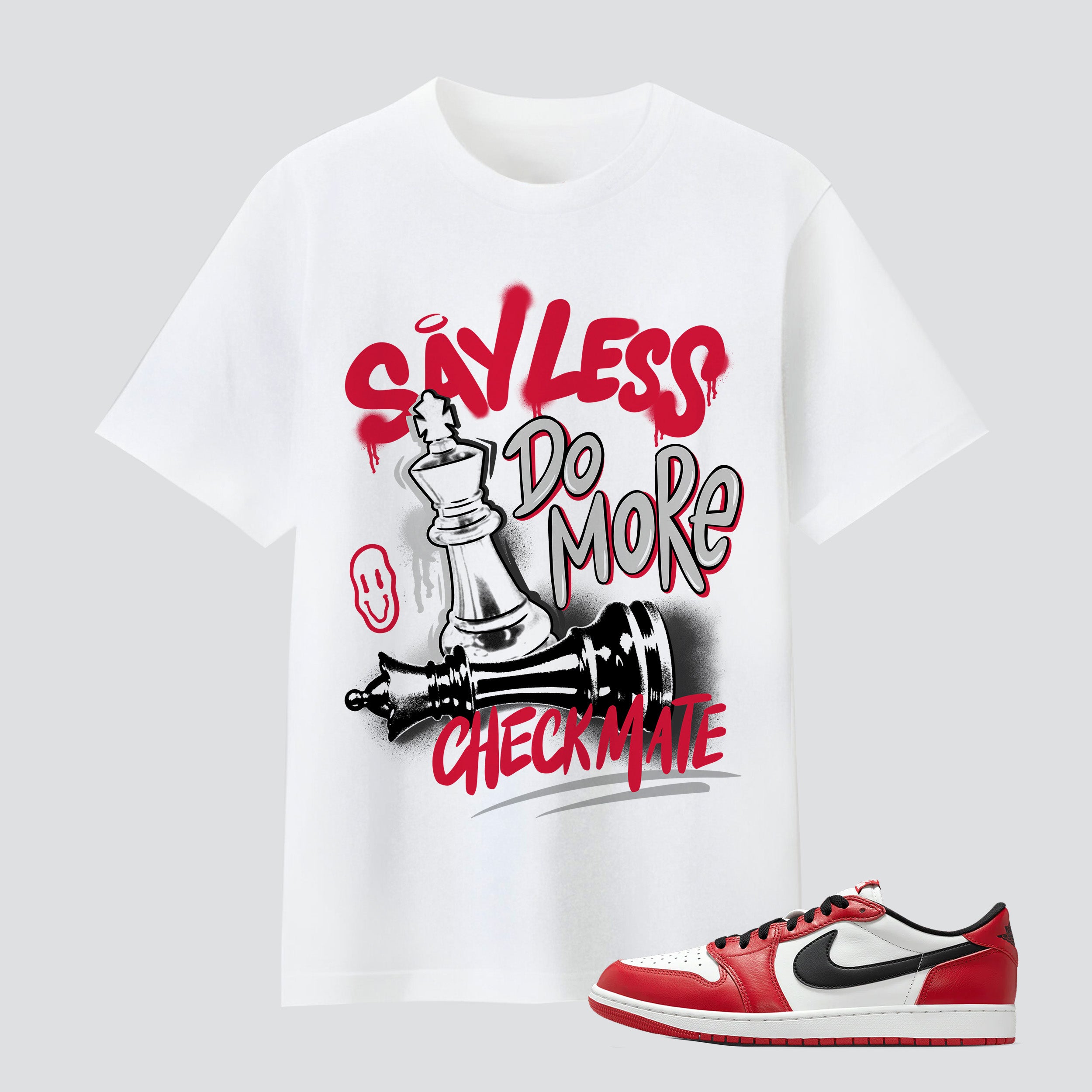1 Retro Low OG Chicago Say Less Checkmate Premium T-shirt