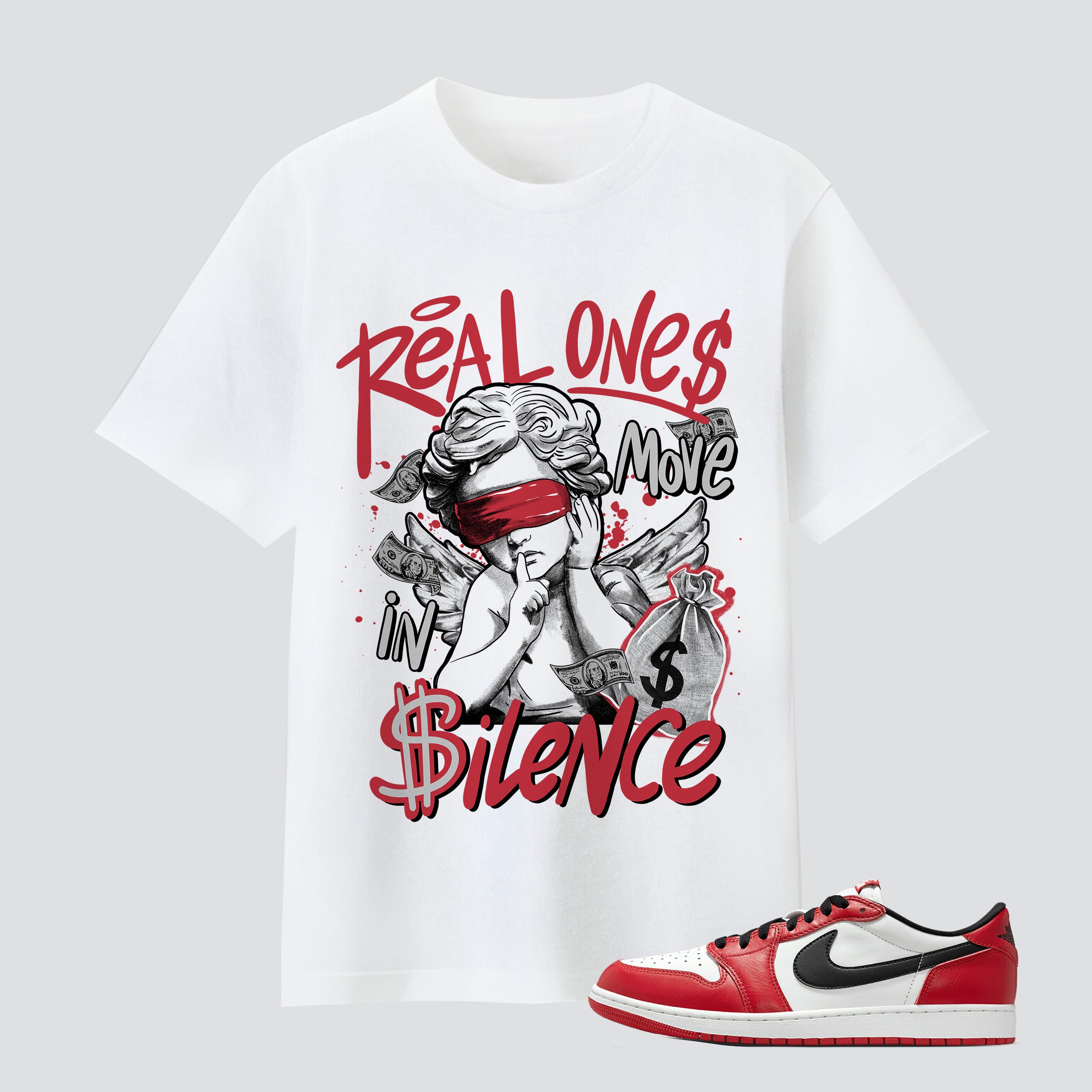 1 Retro Low OG Chicago Real One Move In Silence Premium T-shirt
